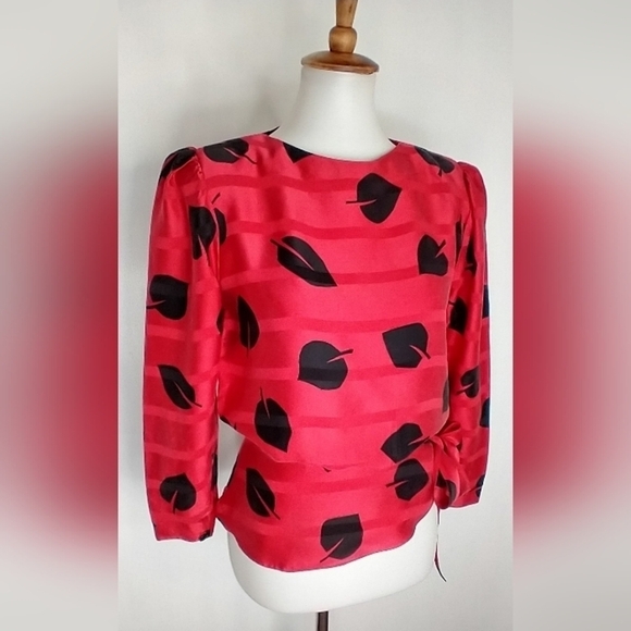 VINTAGE JACQUARD SILK BLOUSE - Picture 4 of 8